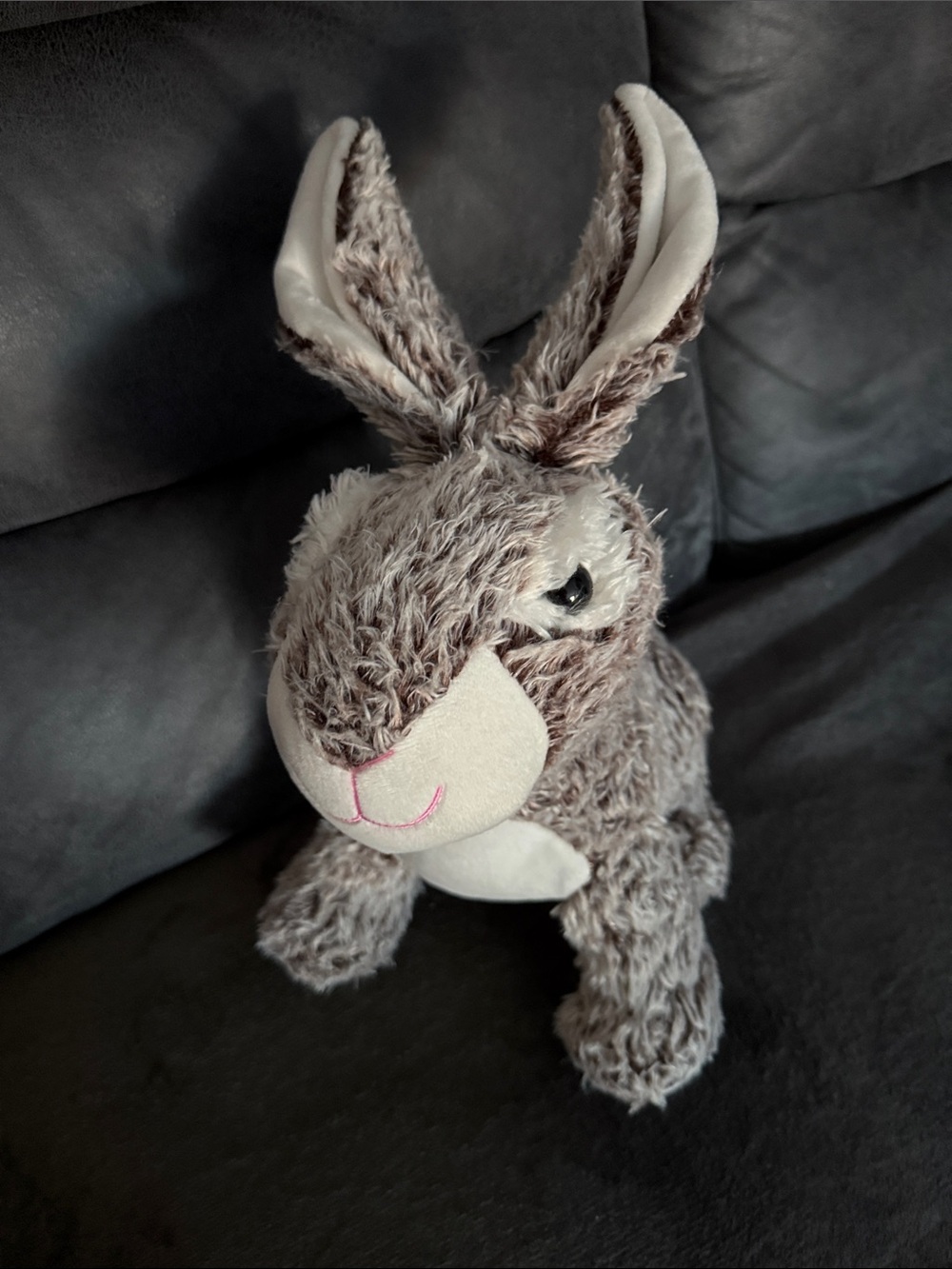 Plush Gray Bunny Stuffed Animal - Soft Rabbit Plush Toy